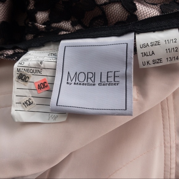 MORI LEE by Madeline Gardner Pink Black Lace Grad/Prom Dress Size Women's 11/12 - Picture 6 of 12